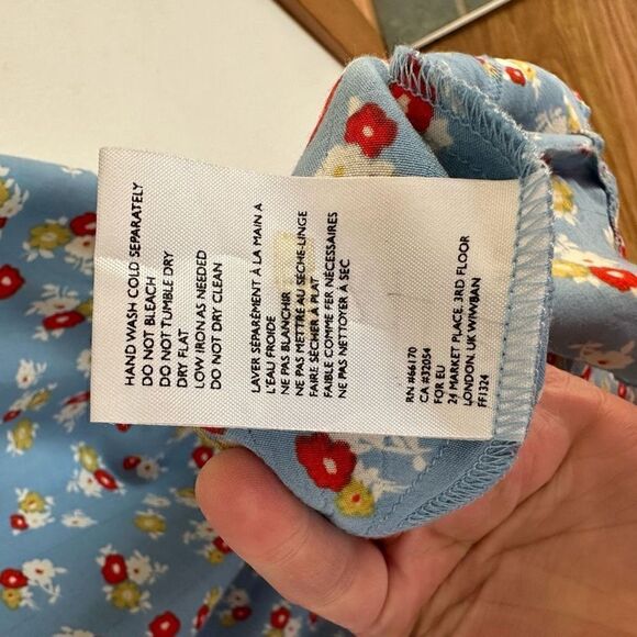 Faithful The Brand Women’s Sky Blue Ditzy Floral Flounce Hem Midi Dress - Picture 10 of 13